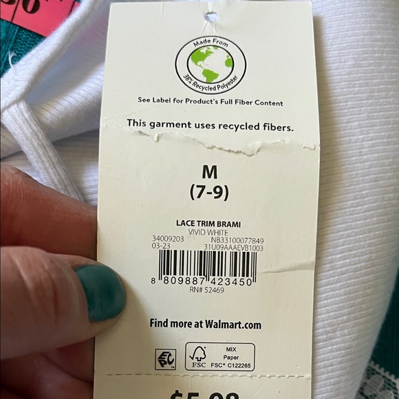 NWT White Lace Trim Brain Bralette cami size m - Picture 5 of 5